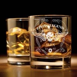 Whisky-Glas - Totenkopf mit Gravur