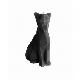 Dekorative Kerze Tier als Polyeder - Katze schwarz Seitenansicht