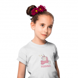 Kinder T-Shirt mit Wunschname und Alter - Design Einhorn | Smyla.eu