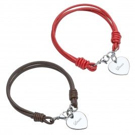 UNIQUE JEWELRY LEATHER BRACELET WITH HEART SHAPED CHARM